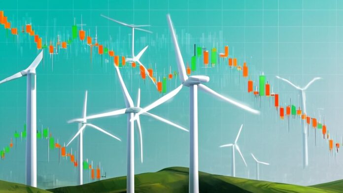 Suzlon share price update with stock market chart and wind energy turbines